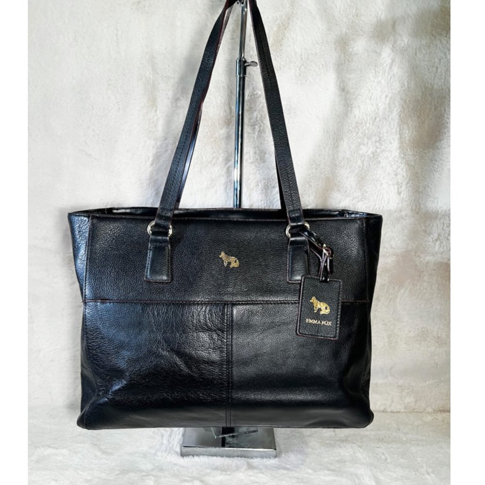Emma Fox Black Leather Tote Bag